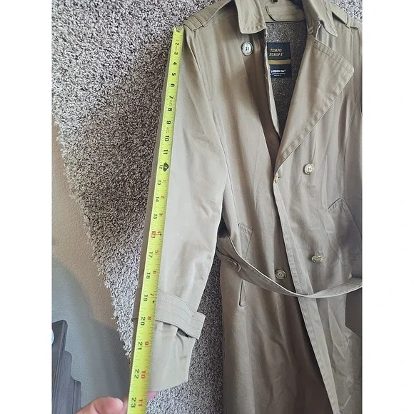 Vintage London Fog Tempo Europa Beige Double Breasted Trench Coat 10 Reg. Wool - Picture 11 of 16